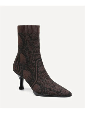 Cosy Island 5 BelleVoyage Knit Pointed Toe Stiletto Ankle Boot Brown Snake Print